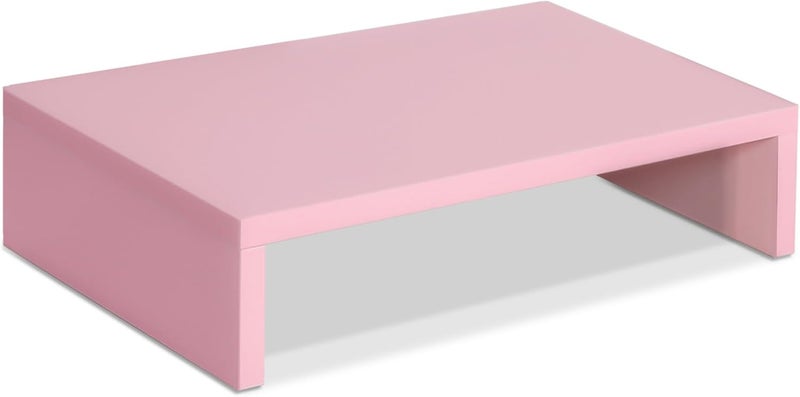 TEAMIX Pink Monitor Stand Riser, Wood Monitor Riser with Storage for Desk Small Monitor Stand TV/Screen/PC/Laptop Riser Computer Stand Desktop Shelf (Pink-14.2 inch) - Image 1